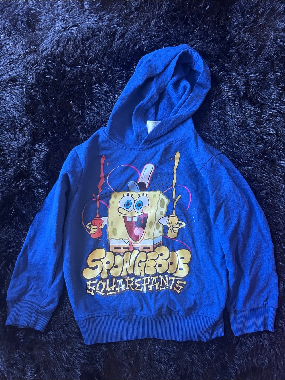 SpongeBob Squarepants Royal Blue Kids Pullover Hoodie with Color Splash Graphic